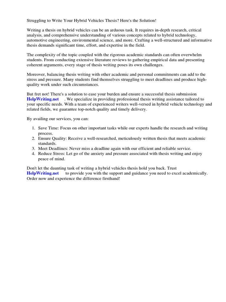 Hybrid Vehicles Thesis PDF Hybrid Electric Vehicle Hybrid Vehicle