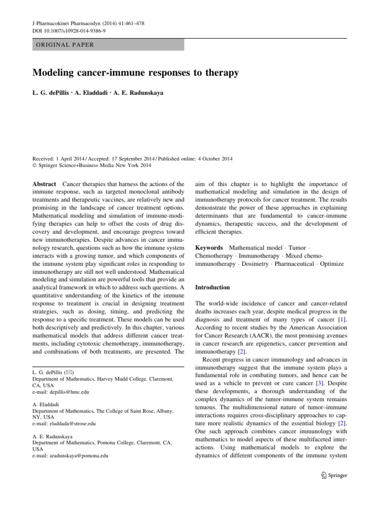 Modeling Cancer-Immune Responses To Therapy | PDF | Natural Killer Cell ...