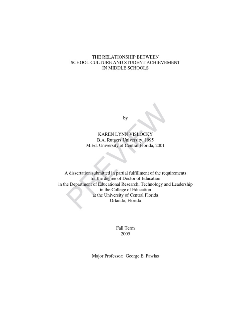 The Relationship Between School Culture and Student Achievement in ...