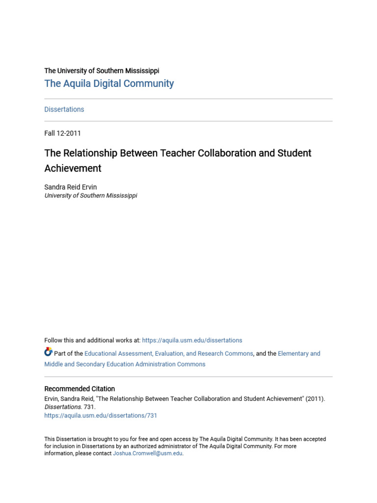 The Relationship Between Teacher Collaboration And Student Pdf