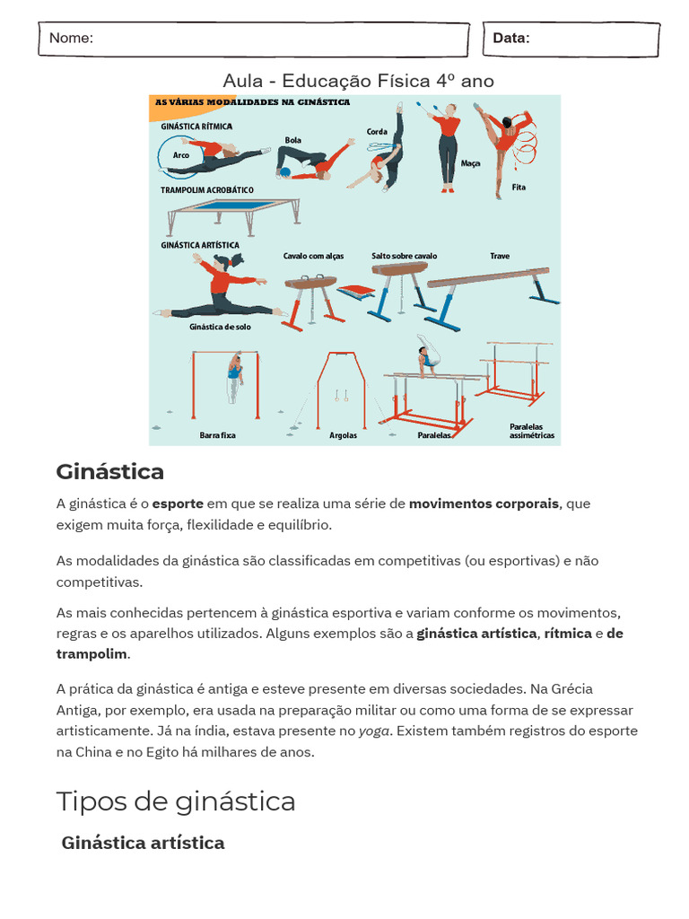 Mapa Mental da Ginástica Geral | PDF | Ginástica | Exercício físico