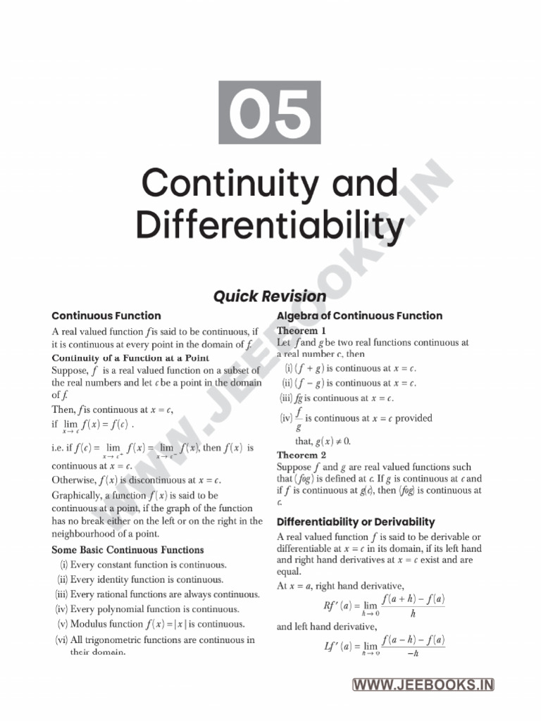 Continuity And Differentiability Mcq