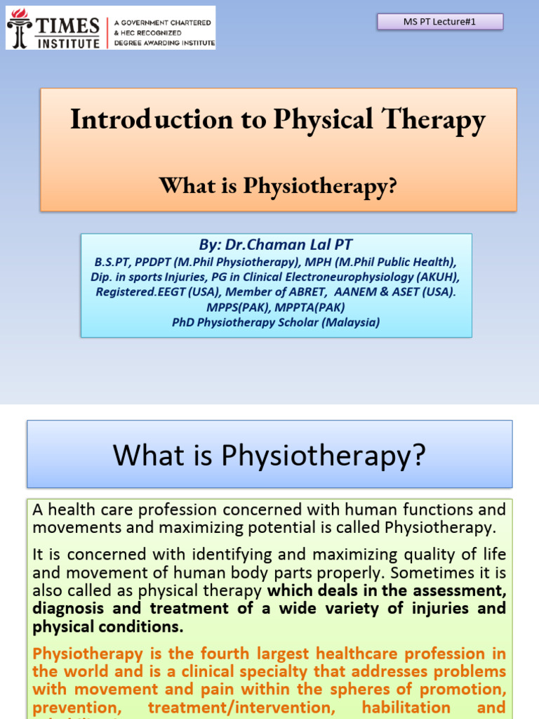 Introduction to Physiotherapy Basics | PDF | Self-Improvement