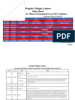 Punjab Colleges Lahore Date Sheet: Intermediate Part-II (Phase-I Examination-Last 50% Syllabus)