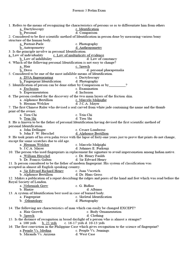 Forensic Identification Methods Exam | PDF | Skin | Fingerprint