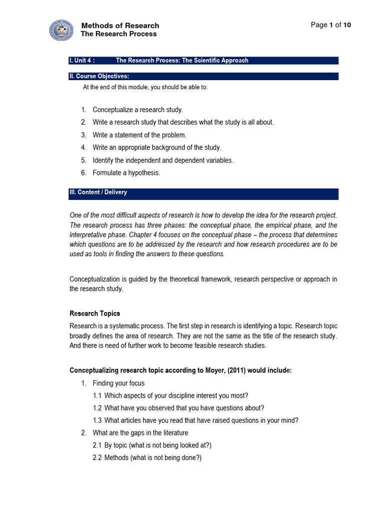 Unit 4 The Research Process Pdf