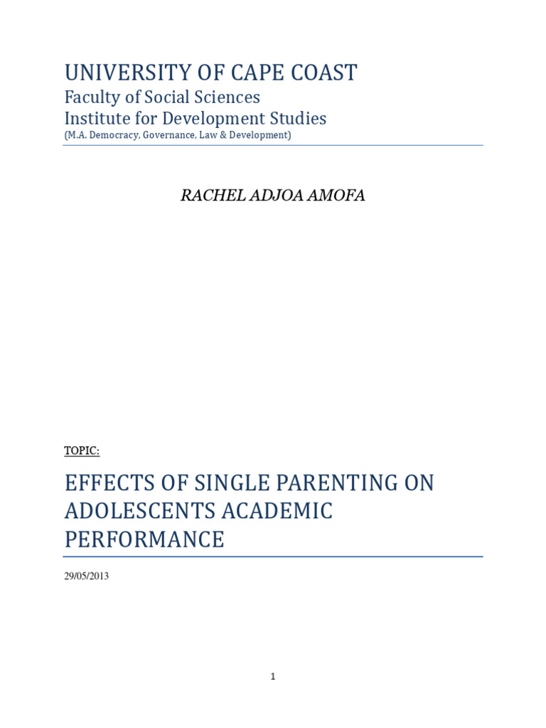 Effects of Single Parenting On Adolescen | PDF | Single Parent | Family