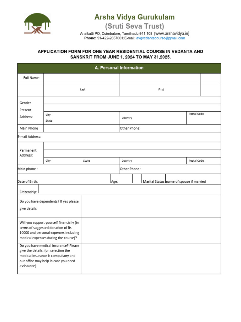 One Year Course Application Form 2024 25 | PDF