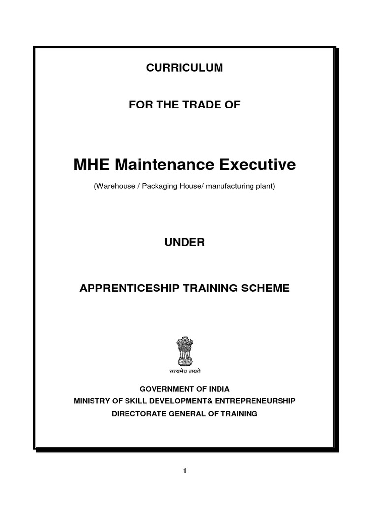 MHE Maintenance Executive PDF Apprenticeship Occupational Safety