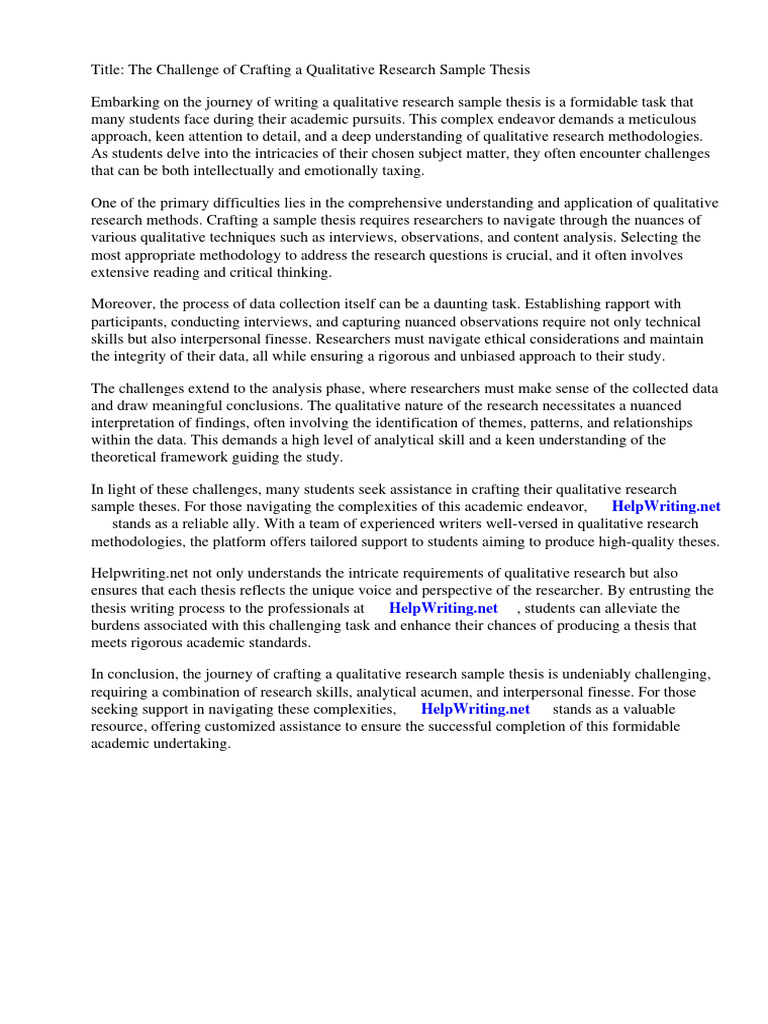 Qualitative Research Sample Thesis | PDF | Qualitative Research ...