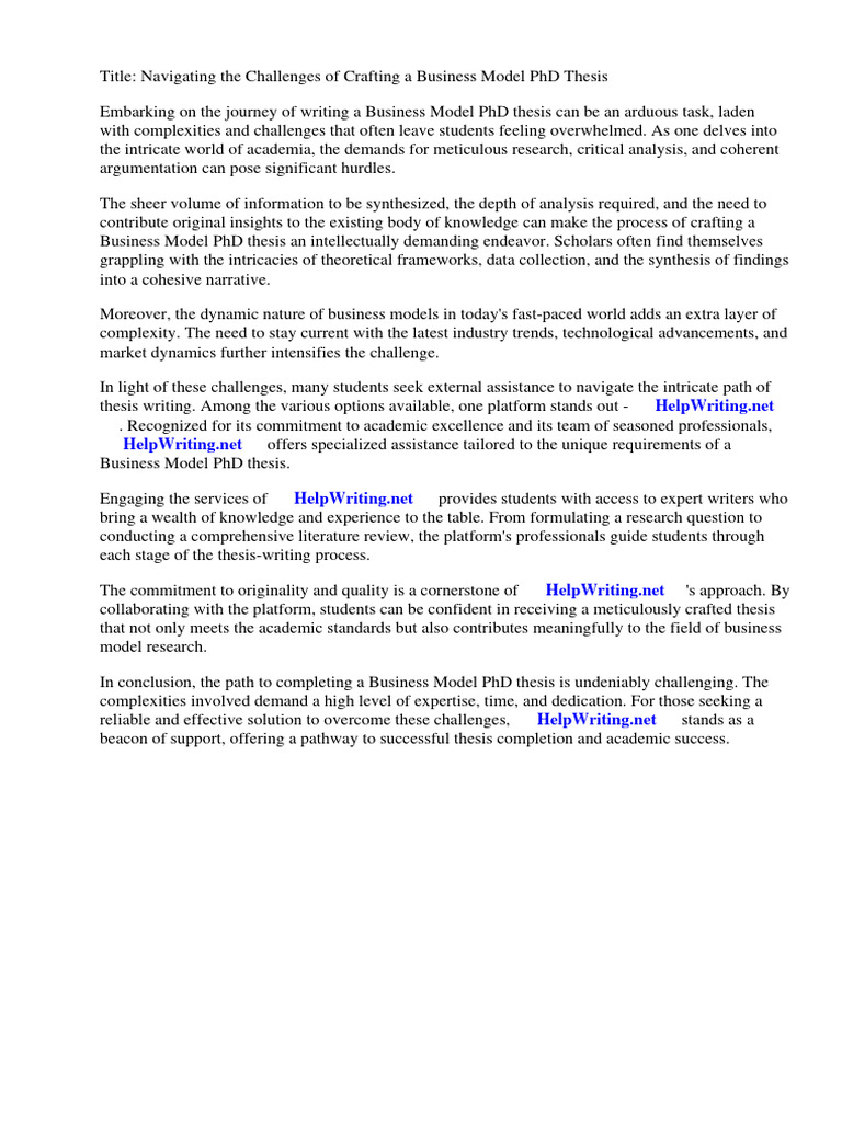 PhD Thesis Help for Business Models | PDF | Career & Growth | Business