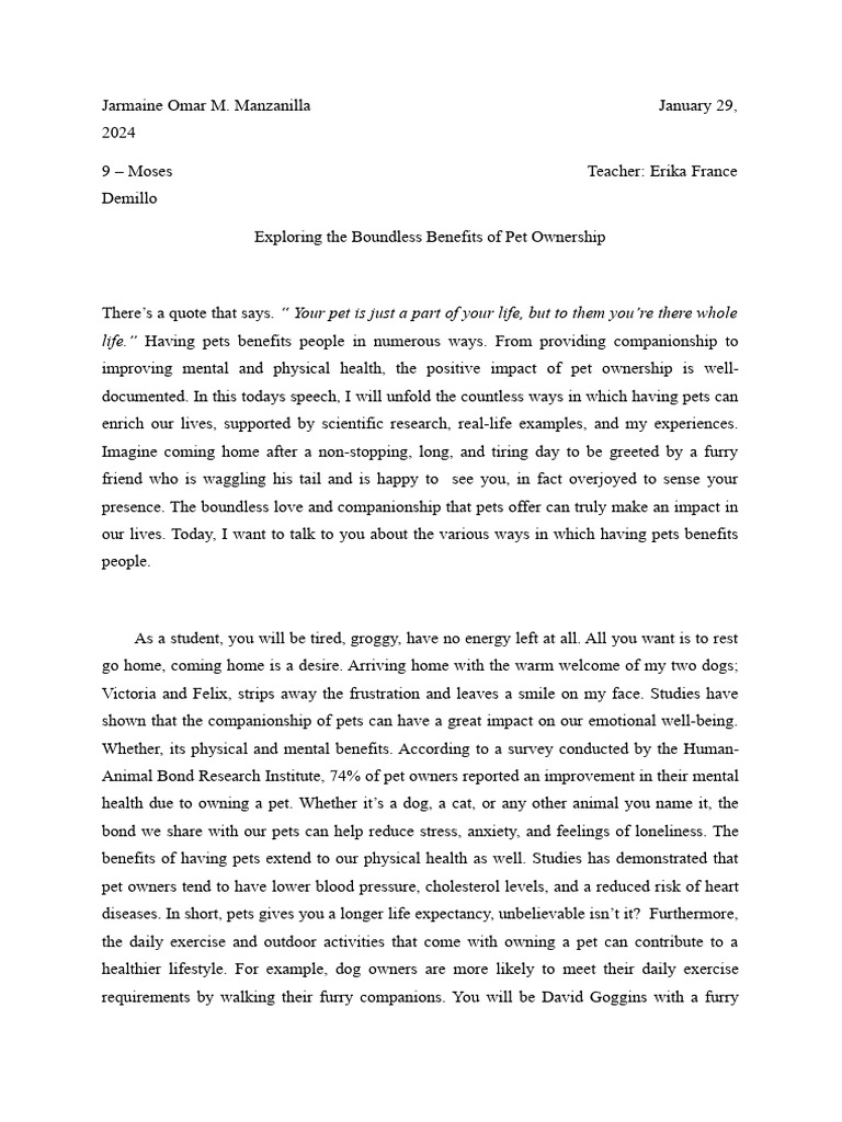 Eng Manuscript Speech Draft Pdf Pet Dogs