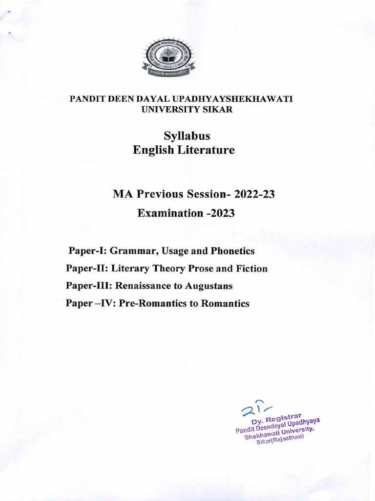 Vmou Ma Previous English Syllabus