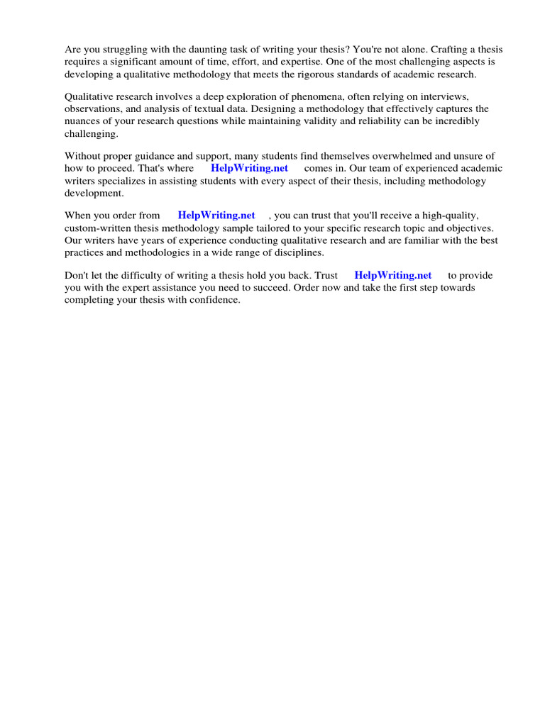 Qualitative Thesis Methodology Sample | PDF | Methodology | Qualitative