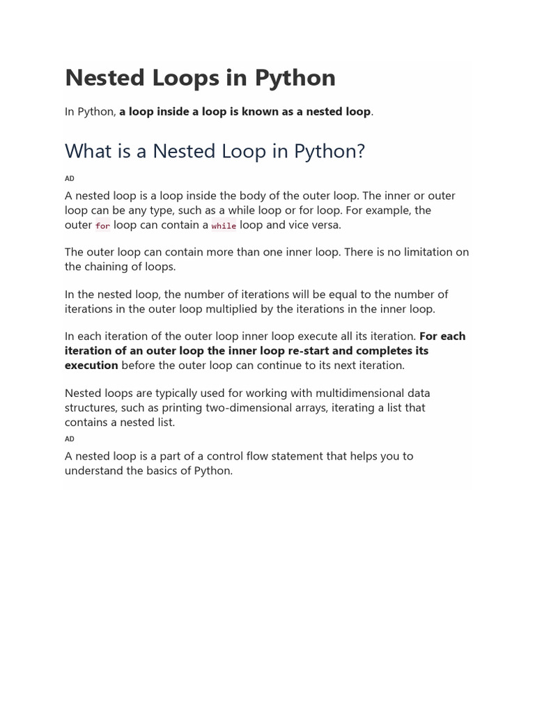 Nested Loops in Python 9997 | PDF