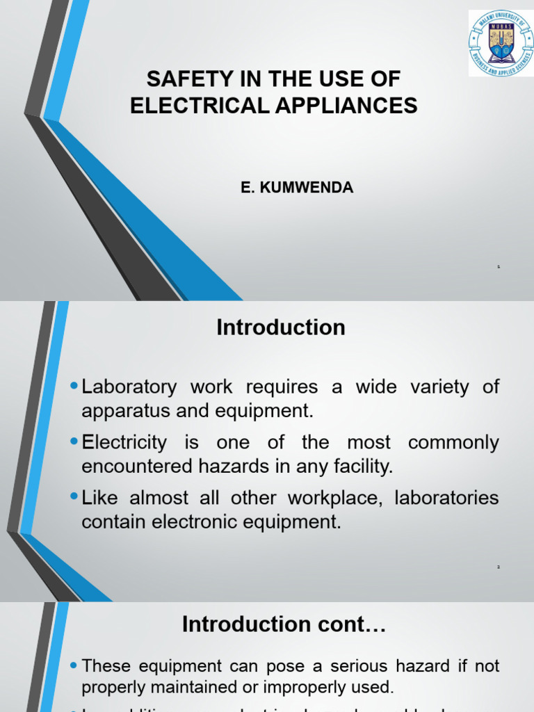 Safety in the Use of Electrical Appliances PDF