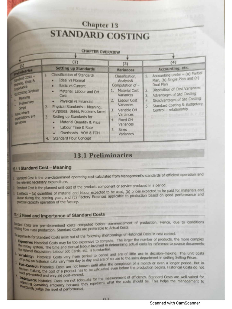 Standard costing pdf