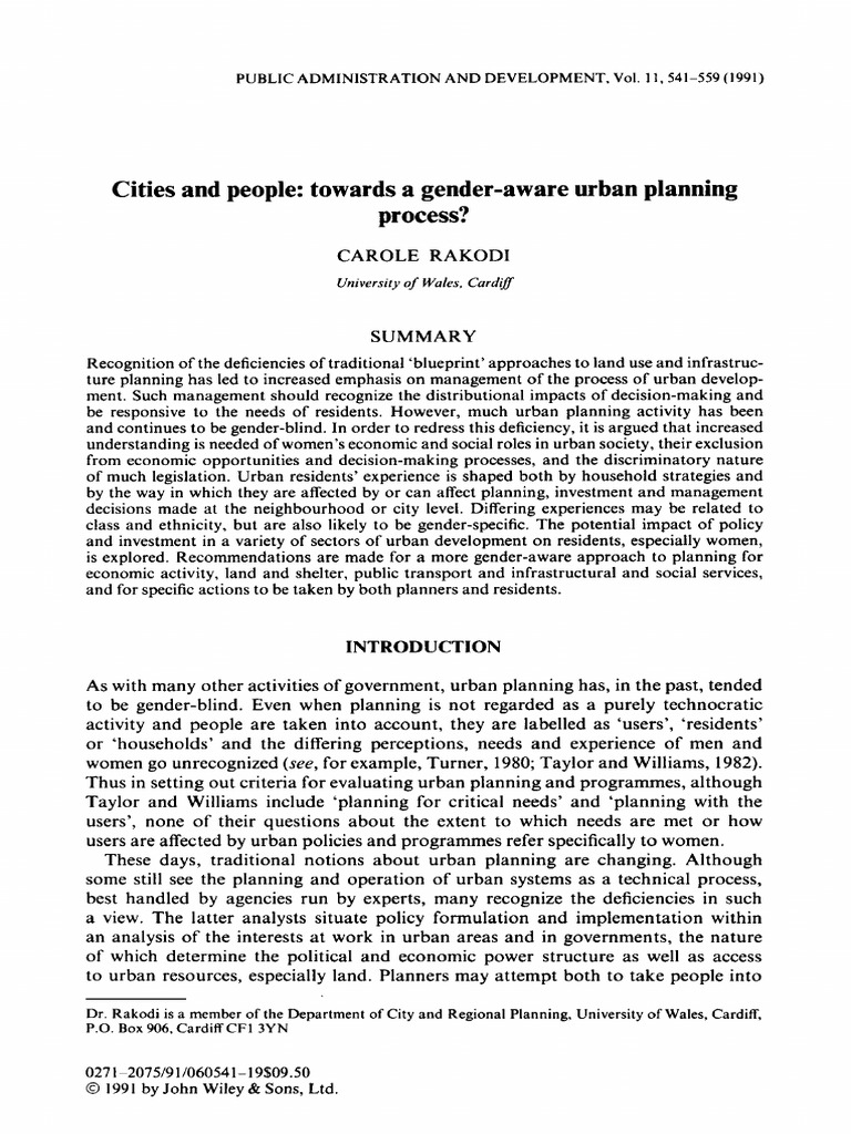 Gender-Aware Urban Planning Insights | PDF | Urban Planning | Poverty