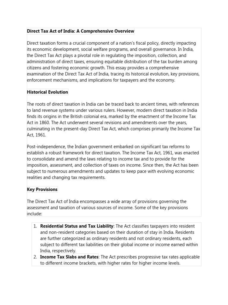 Direct Tax Notes | PDF | Taxes | Direct Tax