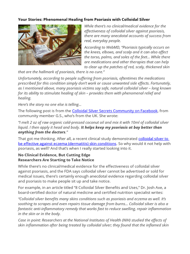 Phenomenal Healing From Psoriasis With Colloidal Silver PDF