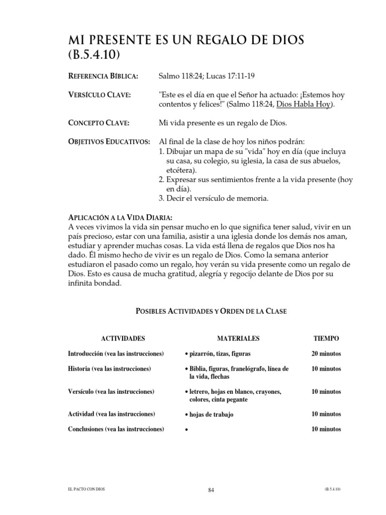 Mi Presente Es Un Regalo de Dios (B.5.4.10) : R B: V C | PDF | Oración ...