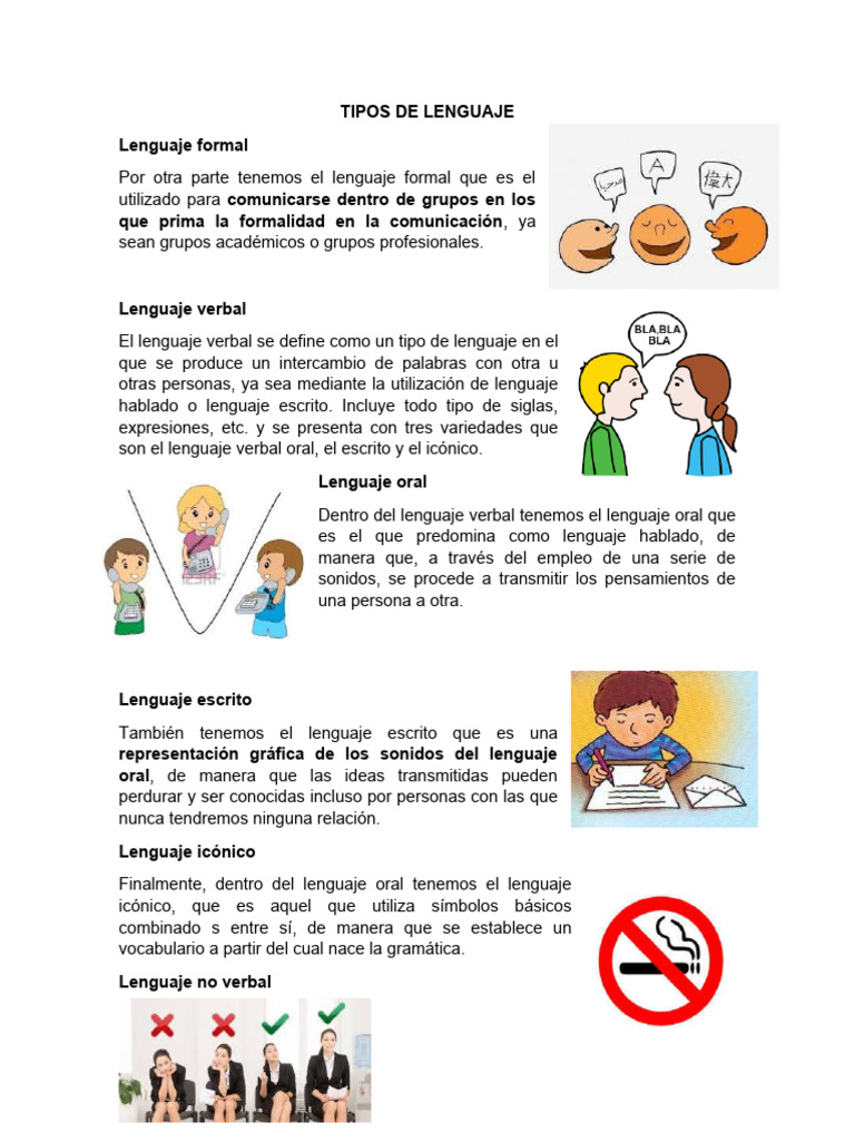 TIPOS DE LENGUAJE GG | PDF | Comunicación | Comunicación no verbal