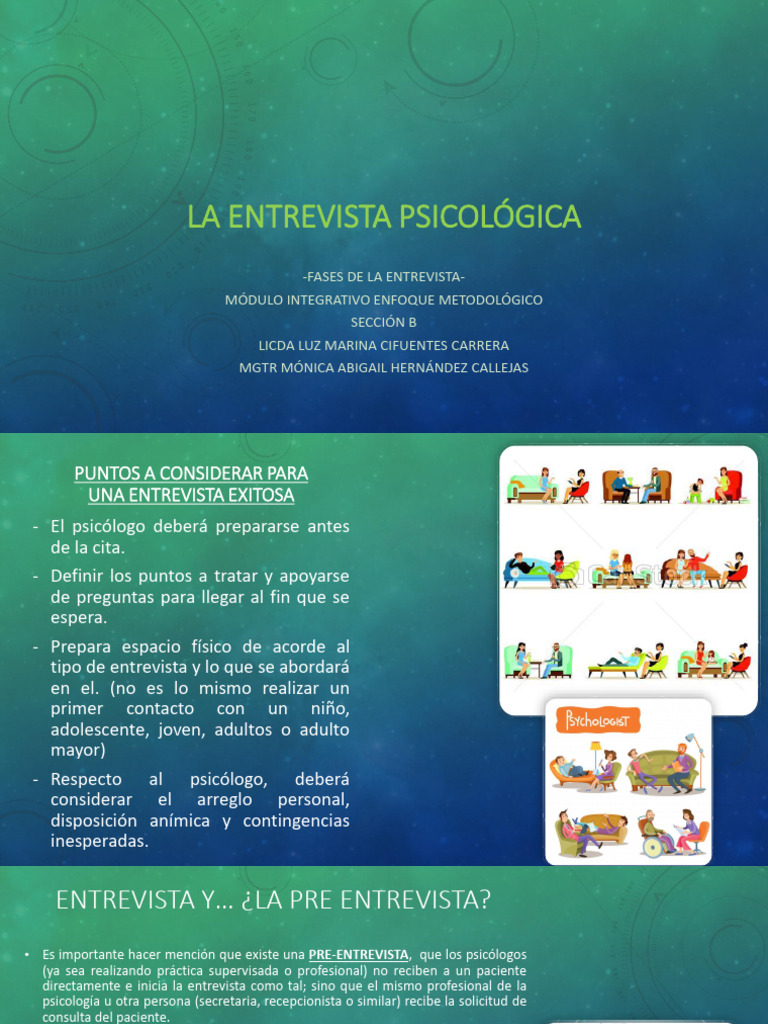 Fases de La Entrevista Psicológica | PDF | Sicología | Información