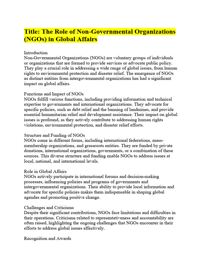 NGOs | PDF
