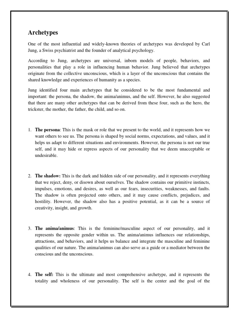 Archetypes Pdf Shadow Psychology Carl Jung