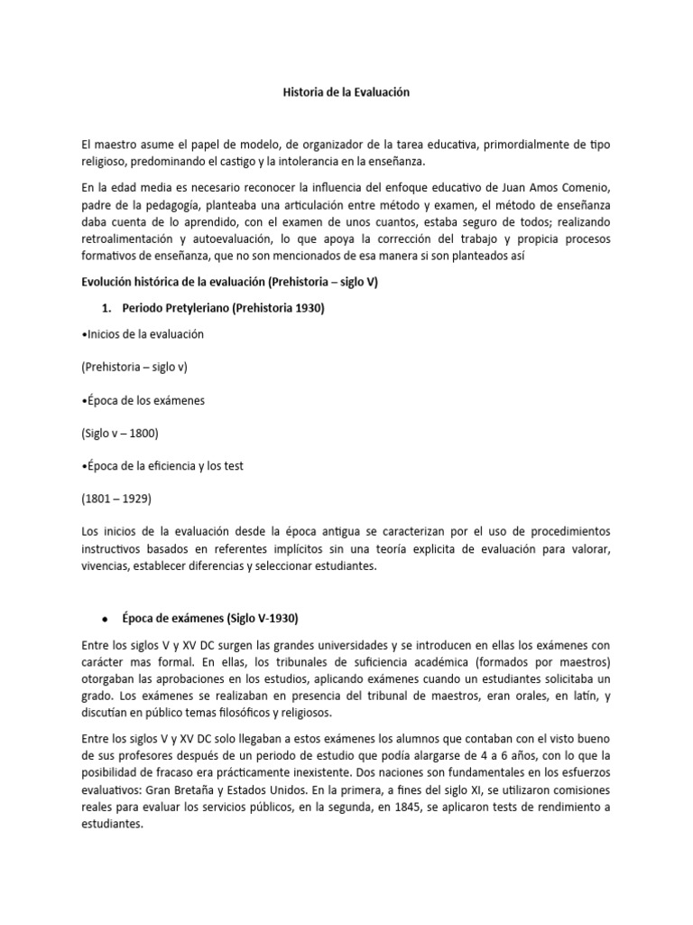 Evolución de la Evaluación Educativa | PDF | Evaluación | Plan de estudios