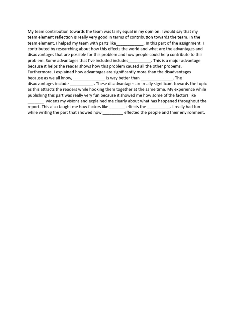 Team Contribution Reflection and Insights | PDF