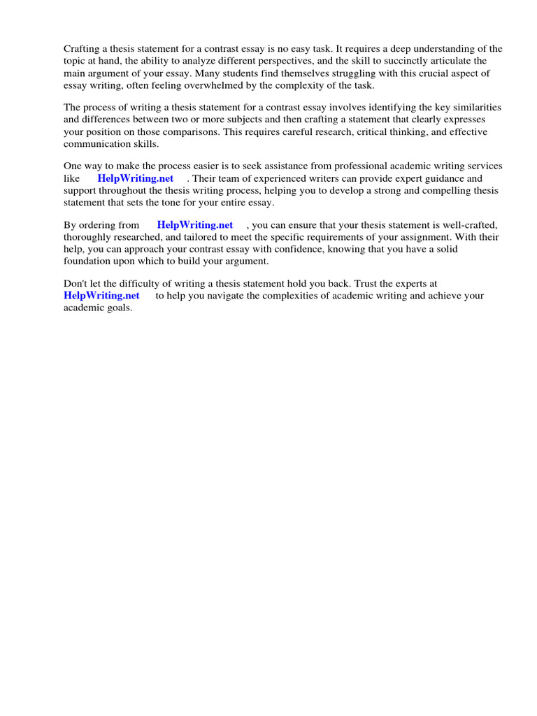How To Write A Thesis Statement For A Contrast Essay | PDF | Essays ...