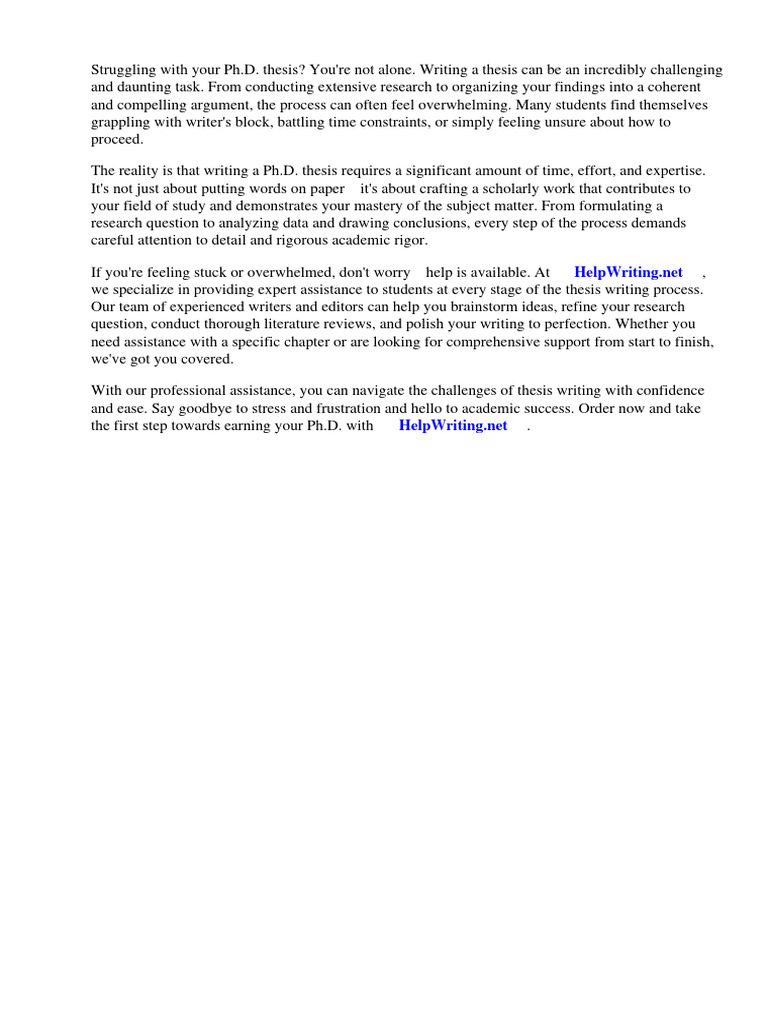 View PHD Thesis Online | PDF
