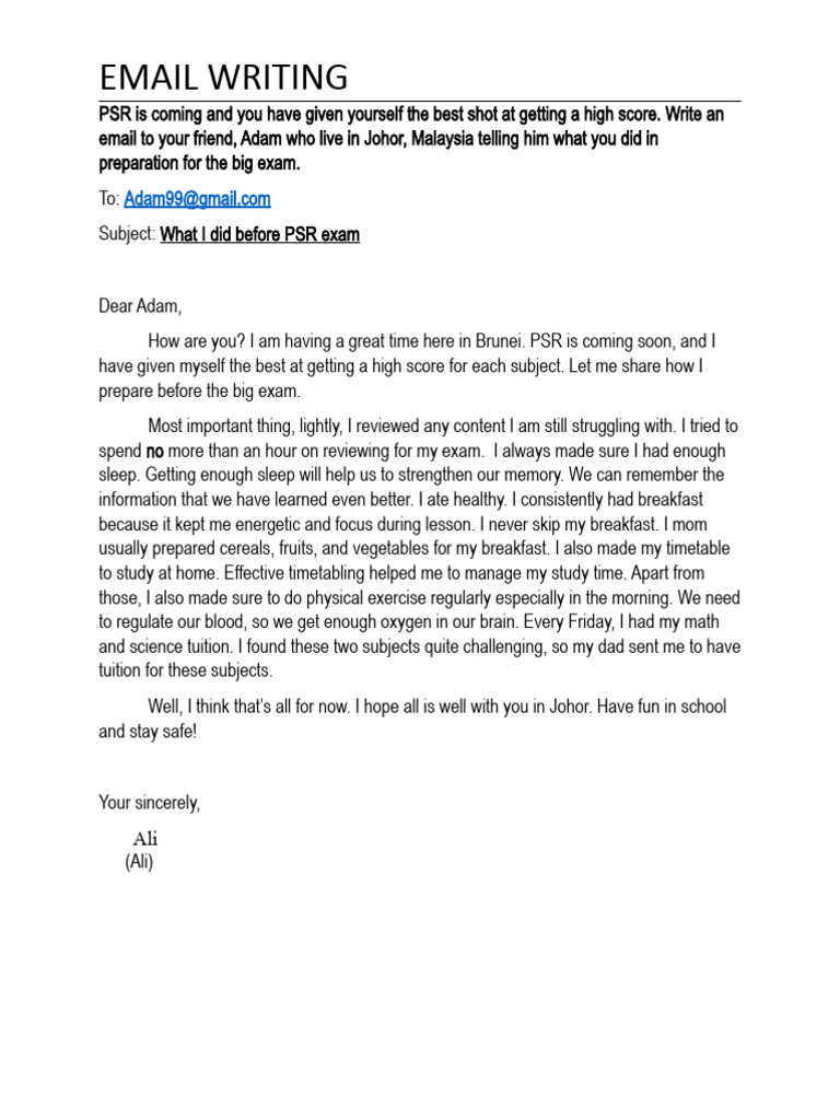 EMAIL Preparation For My PSR Exam | PDF