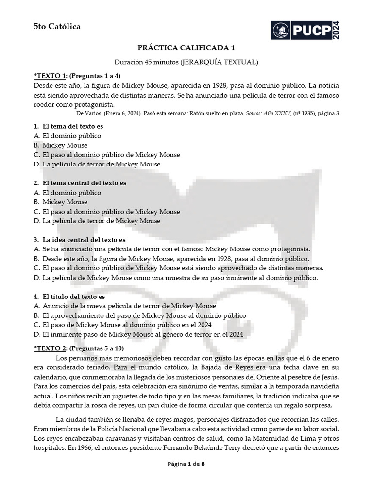 Mickey Mouse y la Bajada de Reyes 2024 | PDF | Matemáticas