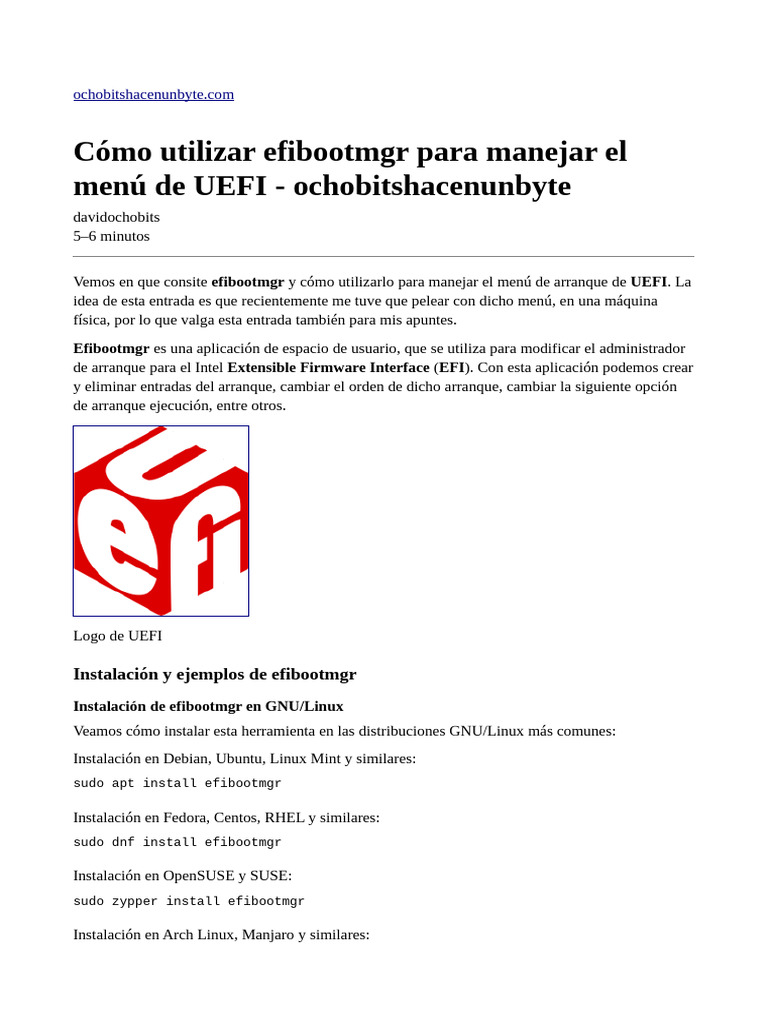 Linux Efibootmgr