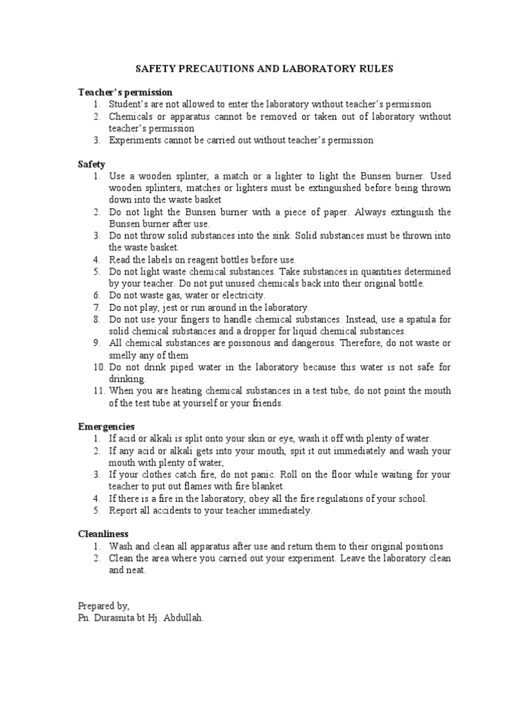 Laboratory Safety Rules and Guidelines | PDF | Wellness