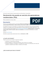 Declaración de Puesta en Servicio de Generadoras Residenciales (TE4)