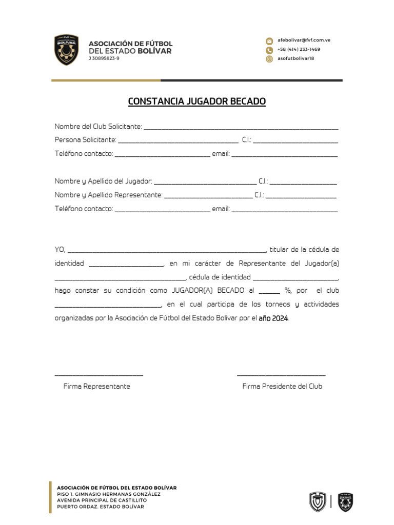 Constancia Jugador Becado | PDF | Deportes y actividades al aire libre
