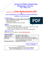 Admission Notice (Spring Semester), 2024: Department of Public Administration