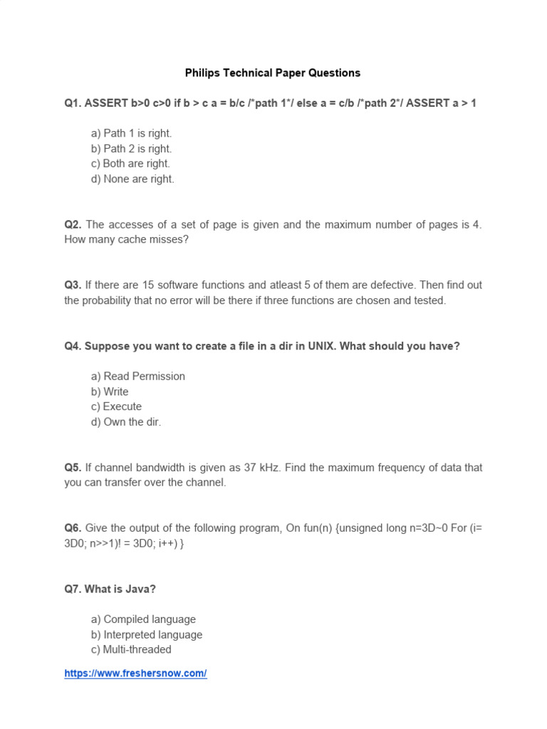 Philips technical questions pdf