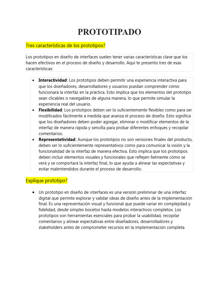 Características y Tipos de Prototipos en Diseño | PDF | Usabilidad | Diseño