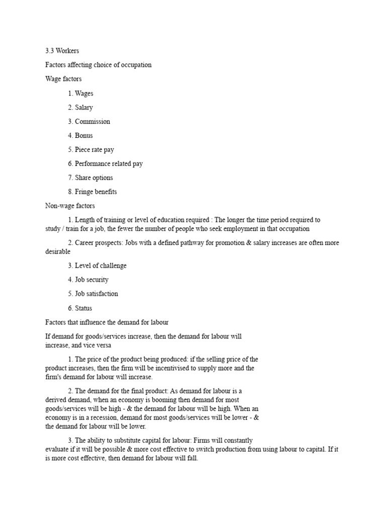 Factors Influencing Occupation Choices | PDF | Labour Economics ...
