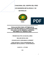 Evaluación para Optimizar El Circuito de Molienda de MARSA