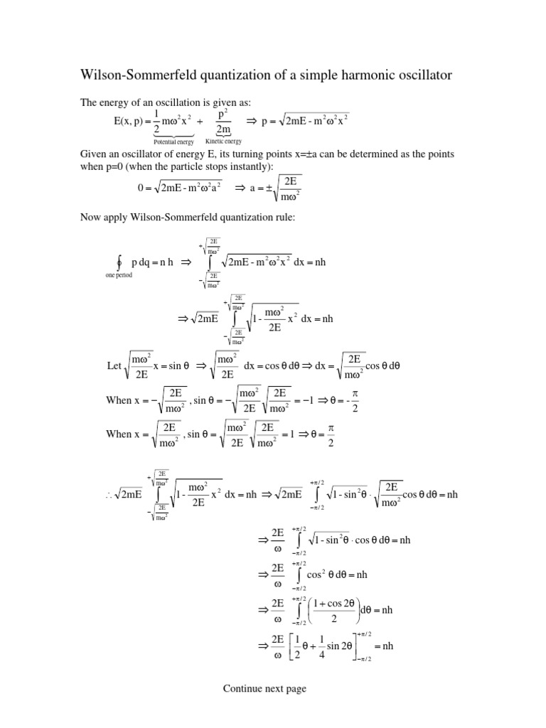 Wilson-Sommerfeld Quantization in Oscillators | PDF | Teaching Methods ...