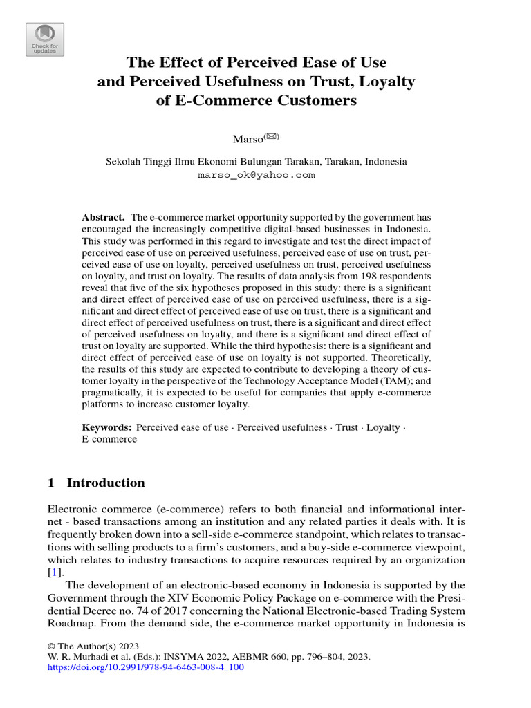 The Effect of Perceived Ease of Use and Perceived Usefulness On Trust ...
