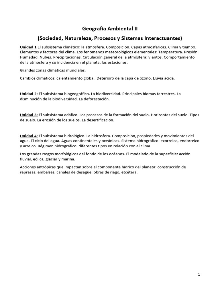 Geografia Ambiental II - Cuadernillo | PDF