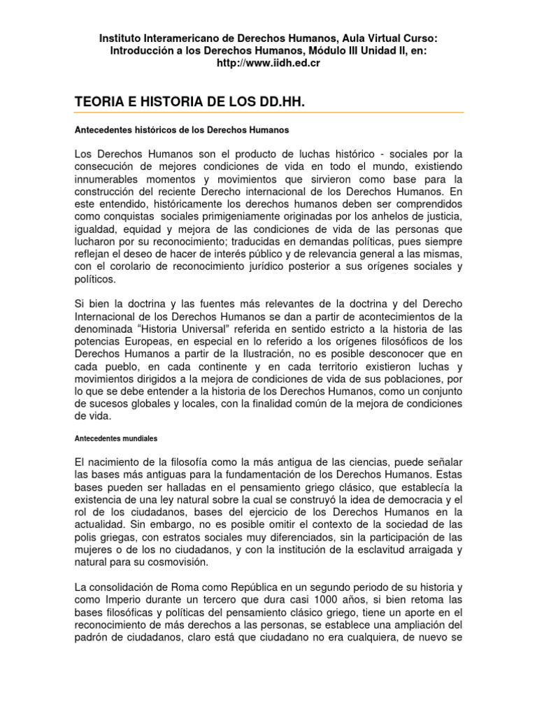 Teoria e Historia de Los DDHH | PDF | Derechos humanos