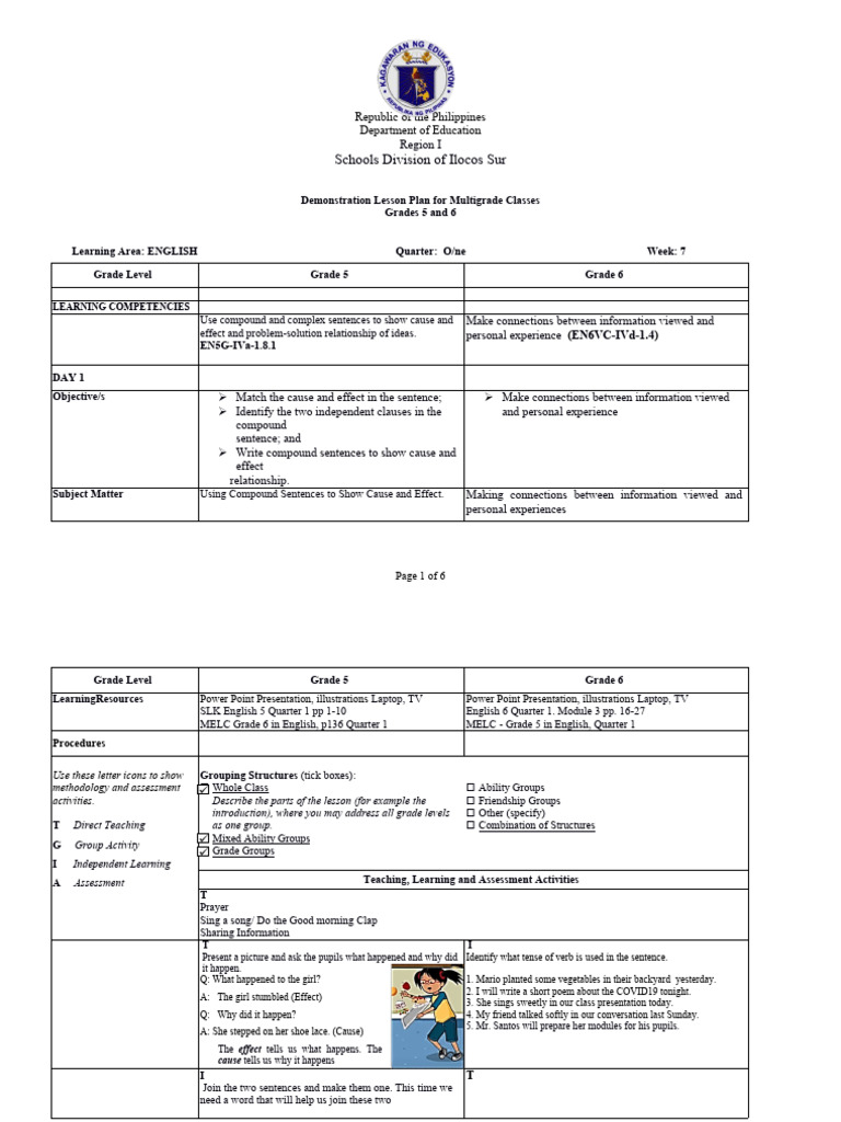 Demo Plan in English 5 and 6 Lornahalas - EDITED | PDF