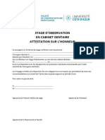 Attestation Stage D'observation CABINET DENTAIRE